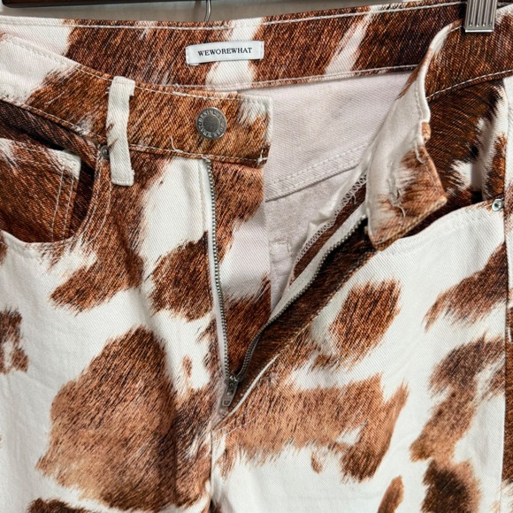 WeWoreWhat Cow Print Jeans Women's Size 25 Brown and White Straight Leg Denim - Picture 6 of 7